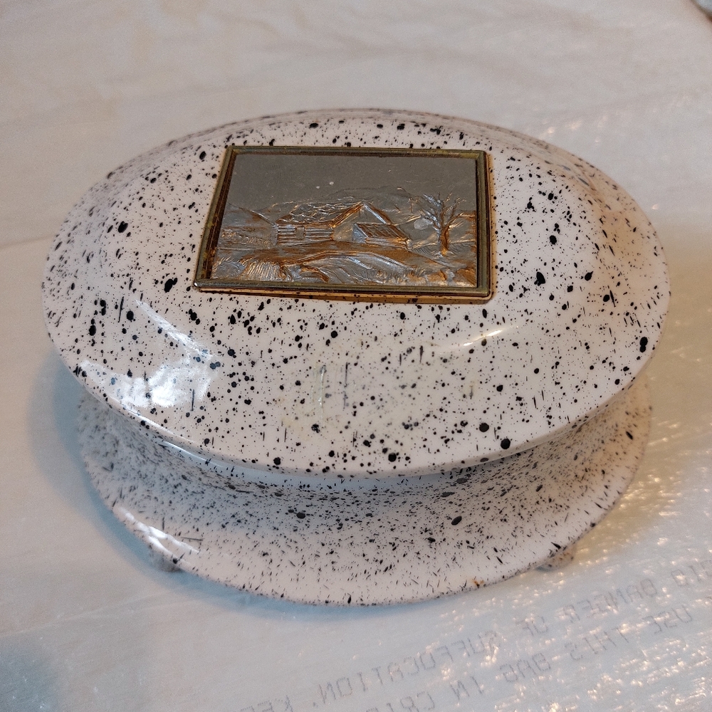 Vintage Speckled Ceramic Jewelry/Trinket Box - Picture 7 of 8
